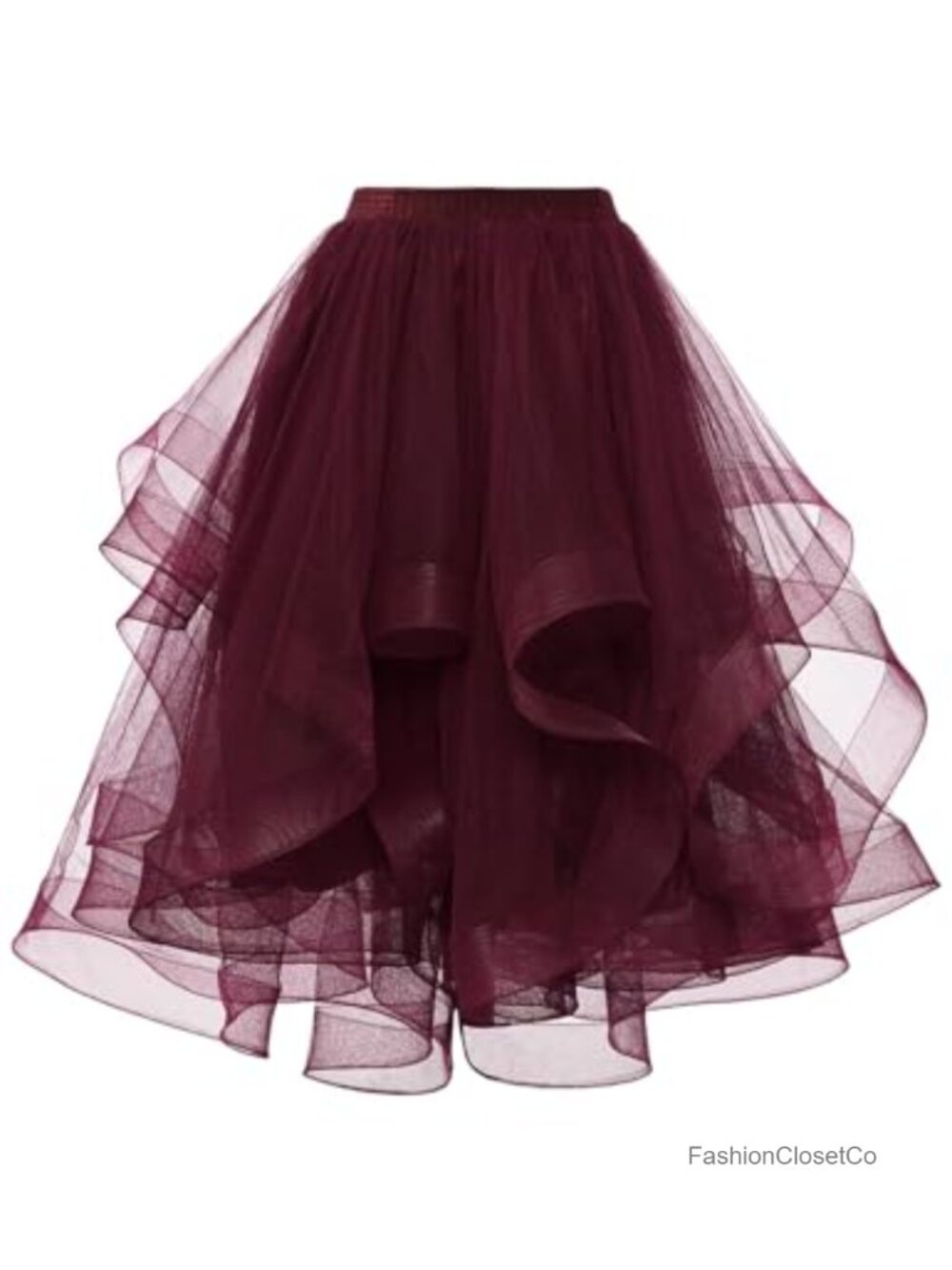 Tulle Midi Skirt Layered Tutu Puffy A-Line Tea Length Women's Formal Party